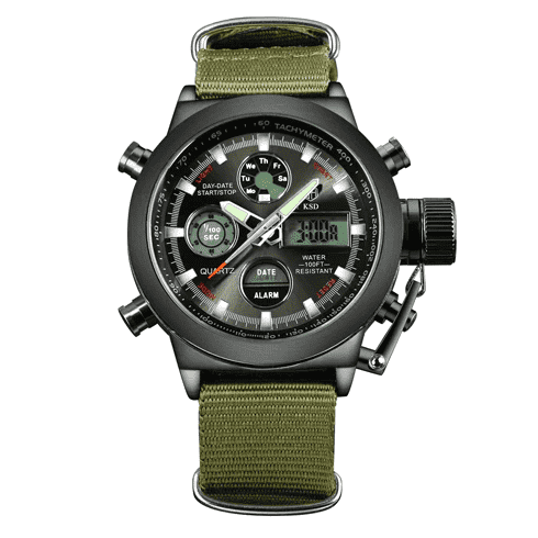 Canvas Strap Military Outdoor Men's Digital Sports Watch Sports Watches KINGDOME of TIMEPIECES store Black