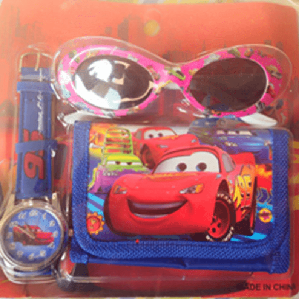 Cartoon Car Story Wallet Quartz Leather Children's Watch Set Children's Watches Li You 's Store Mix color with Glass