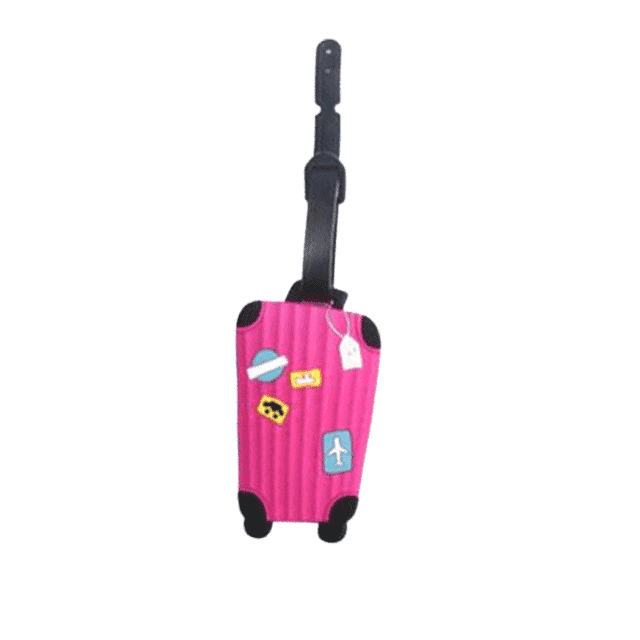 Cartoon Design Identifier Label Travel Luggage Address Holder Travel Accessories Kiss of the Goddess hot pink