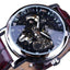Casual Design Brown Leather Strap Skeleton Men's Mechanical Watch Mechanical Watches GMT Black Brown