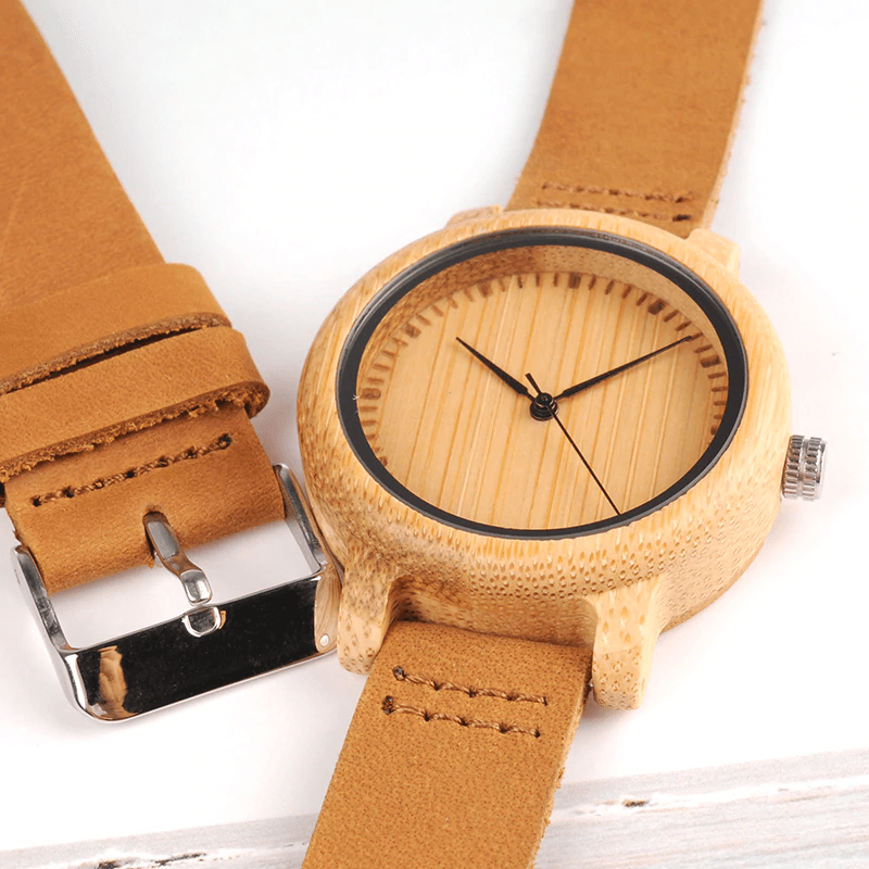 Casual Fashion Leather Band Wood Lover Watch Lover's Watches BOBO BIRD Wooden Watches Store LaA15men