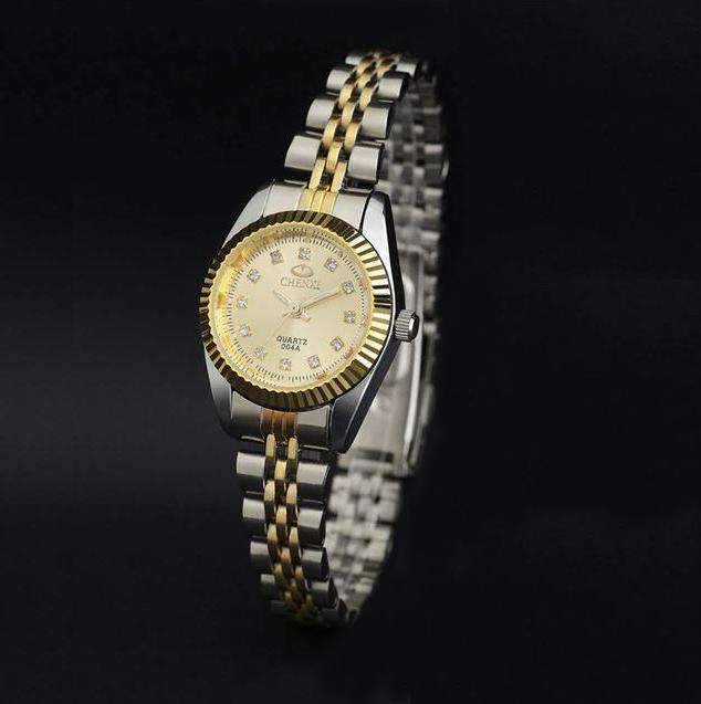 Casual Fashion Waterproof Leather Band Lover Watch Lover's Watches CHENXI Official Store Women Gloden Dial