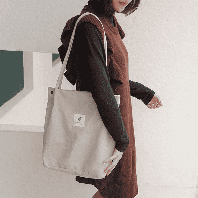 Casual Folding Reusable Cotton Shoulder Bag for Women Shoulder Bags Mary's Purse Store Gray