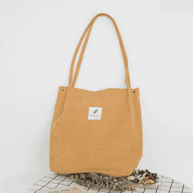 Casual Folding Reusable Cotton Shoulder Bag for Women Shoulder Bags Mary's Purse Store Yellow