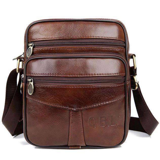 Casual Genuine Cow Leather Shoulder Crossbody Bag for Men Crossbody Bags Qibolu Official Store A Brown