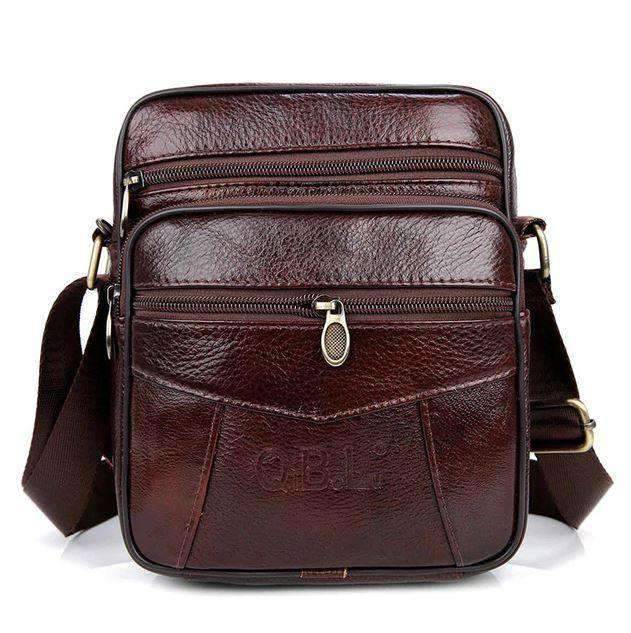 Casual Genuine Cow Leather Shoulder Crossbody Bag for Men Crossbody Bags Qibolu Official Store C Brownish Red