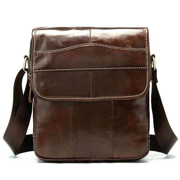 Casual Genuine Leather Small Flap Crossbody Bag for Men Crossbody Bags MVA Bags Factory Sell store 1121oil coffee 27CM