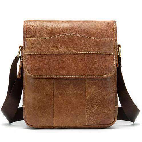 Casual Genuine Leather Small Flap Crossbody Bag for Men Crossbody Bags MVA Bags Factory Sell store 1121yellow brown 27CM