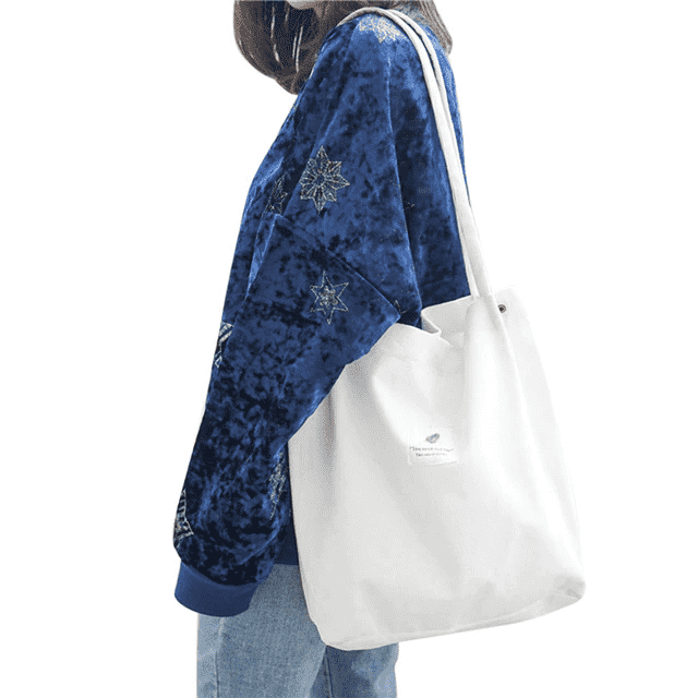 Casual High Capacity Foldable Canvas Shoulder Bag for Women Shoulder Bags Shop2805127 Store WHITE