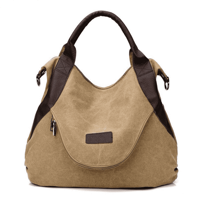 Casual Large Capacity Leather Shoulder Bag for Women Shoulder Bags KVKY Factory Store Khaki-large