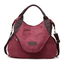 Casual Large Capacity Leather Shoulder Bag for Women Shoulder Bags KVKY Factory Store Wine red-large