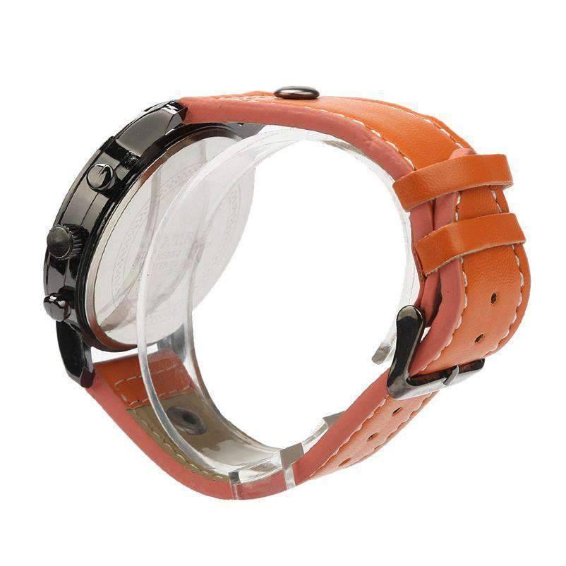 Casual Military Leather Band Analog Quartz Watch For Men Quartz Watches 9s & cheap watch Store