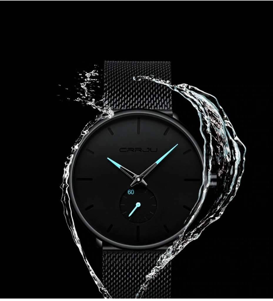 Casual Slim Mesh Steel Water Resistant Men's Quartz Watch Quartz Watches CRRJU Official Store