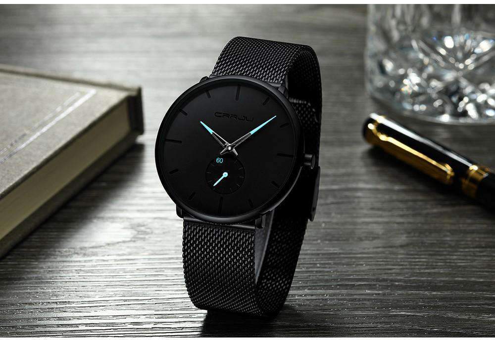 Casual Slim Mesh Steel Water Resistant Men's Quartz Watch Quartz Watches CRRJU Official Store