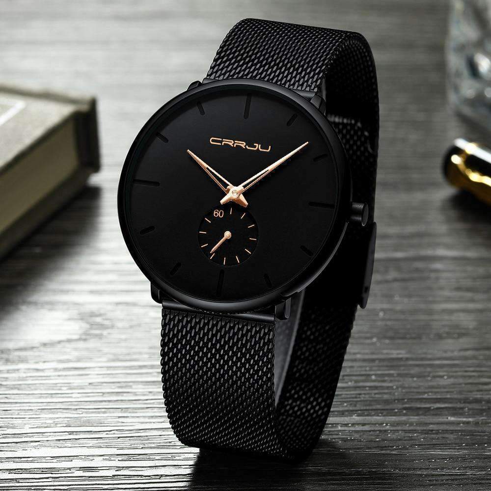 Casual Slim Mesh Steel Water Resistant Men's Quartz Watch Quartz Watches CRRJU Official Store