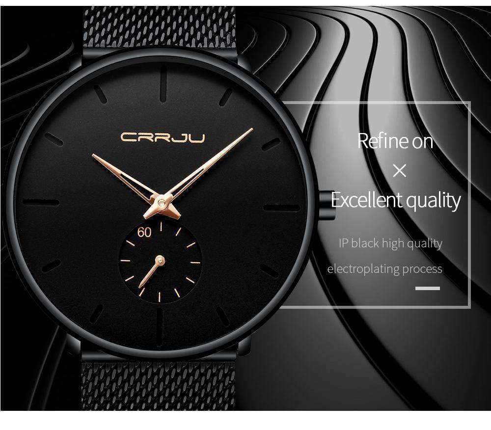 Casual Slim Mesh Steel Water Resistant Men's Quartz Watch Quartz Watches CRRJU Official Store