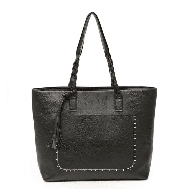 Casual Tote High Quality Leather Shoulder Bag for Women Shoulder Bags LANYIBAIGE Women's Bag Store BLACK (30cm<Max Length<50cm)