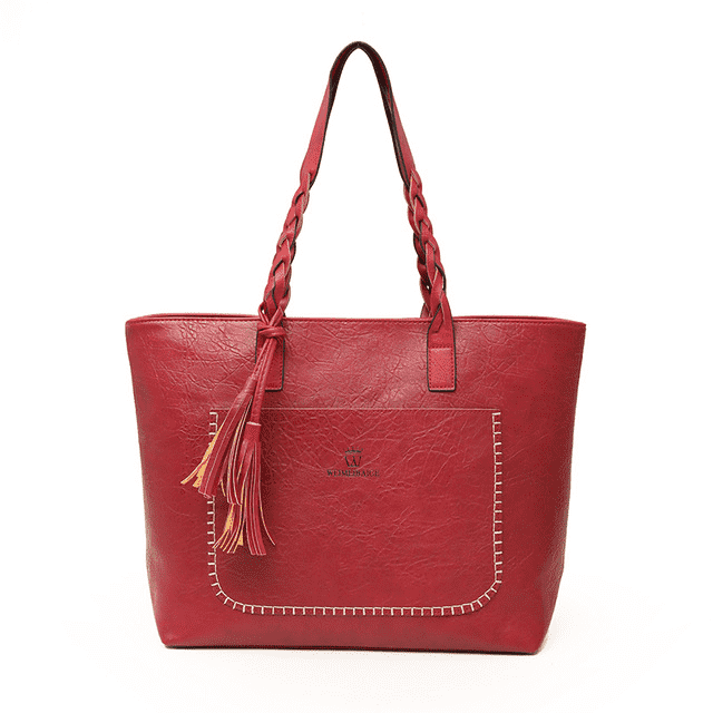 Casual Tote High Quality Leather Shoulder Bag for Women Shoulder Bags LANYIBAIGE Women's Bag Store RED (30cm<Max Length<50cm)
