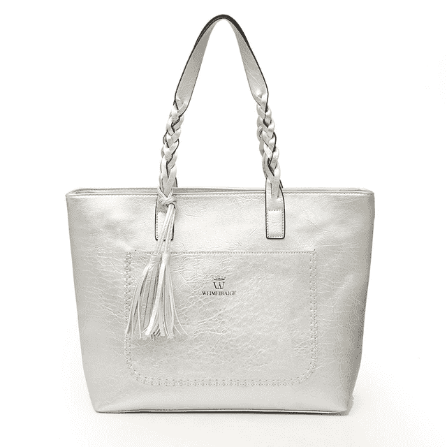 Casual Tote High Quality Leather Shoulder Bag for Women Shoulder Bags LANYIBAIGE Women's Bag Store SILVER (30cm<Max Length<50cm)