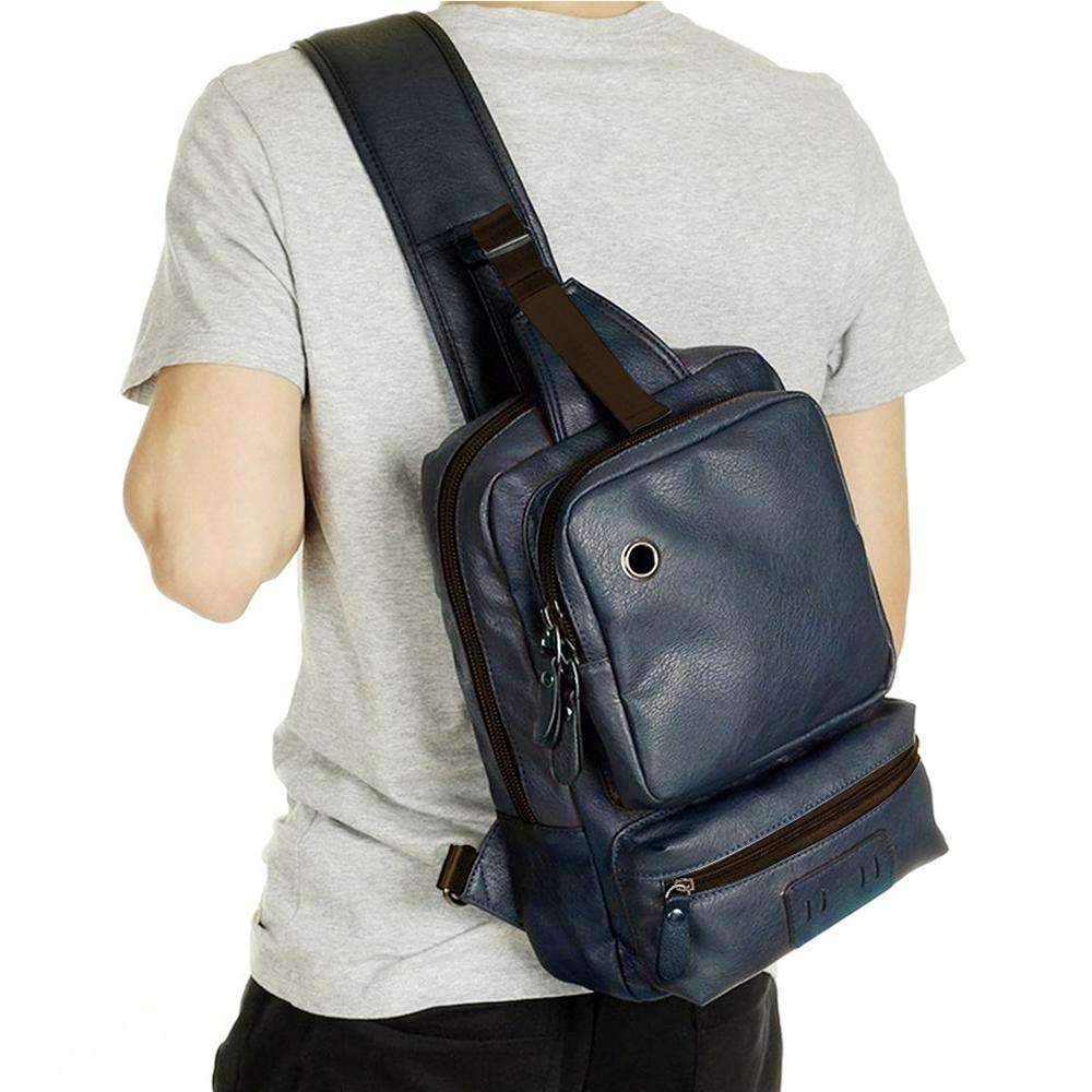 Casual Vintage Leather Chest/Shoulder Soft Crossbody Bag for Men and Women Crossbody Bags zebella Official Store