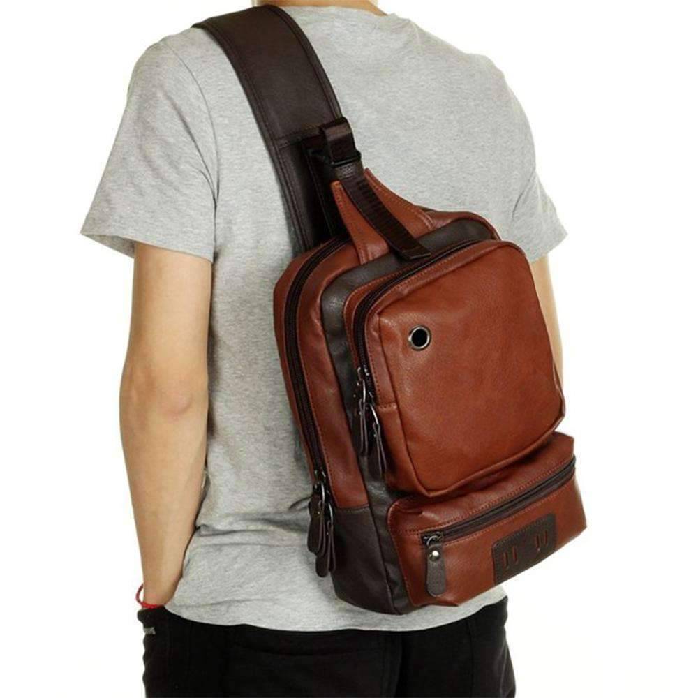 Casual Vintage Leather Chest/Shoulder Soft Crossbody Bag for Men and Women Crossbody Bags zebella Official Store