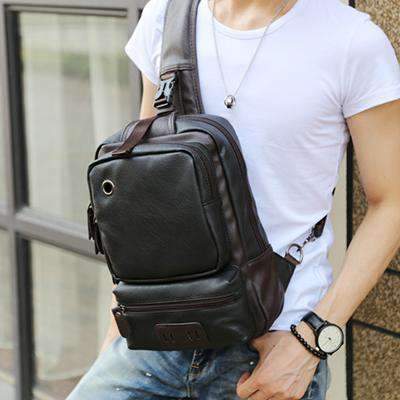 Casual Vintage Leather Chest/Shoulder Soft Crossbody Bag for Men and Women Crossbody Bags zebella Official Store Black Standard Size