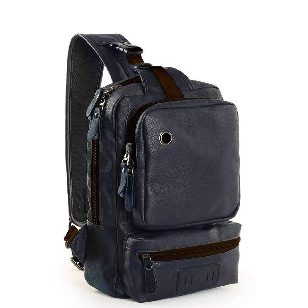 Casual Vintage Leather Chest/Shoulder Soft Crossbody Bag for Men and Women Crossbody Bags zebella Official Store blue Standard Size