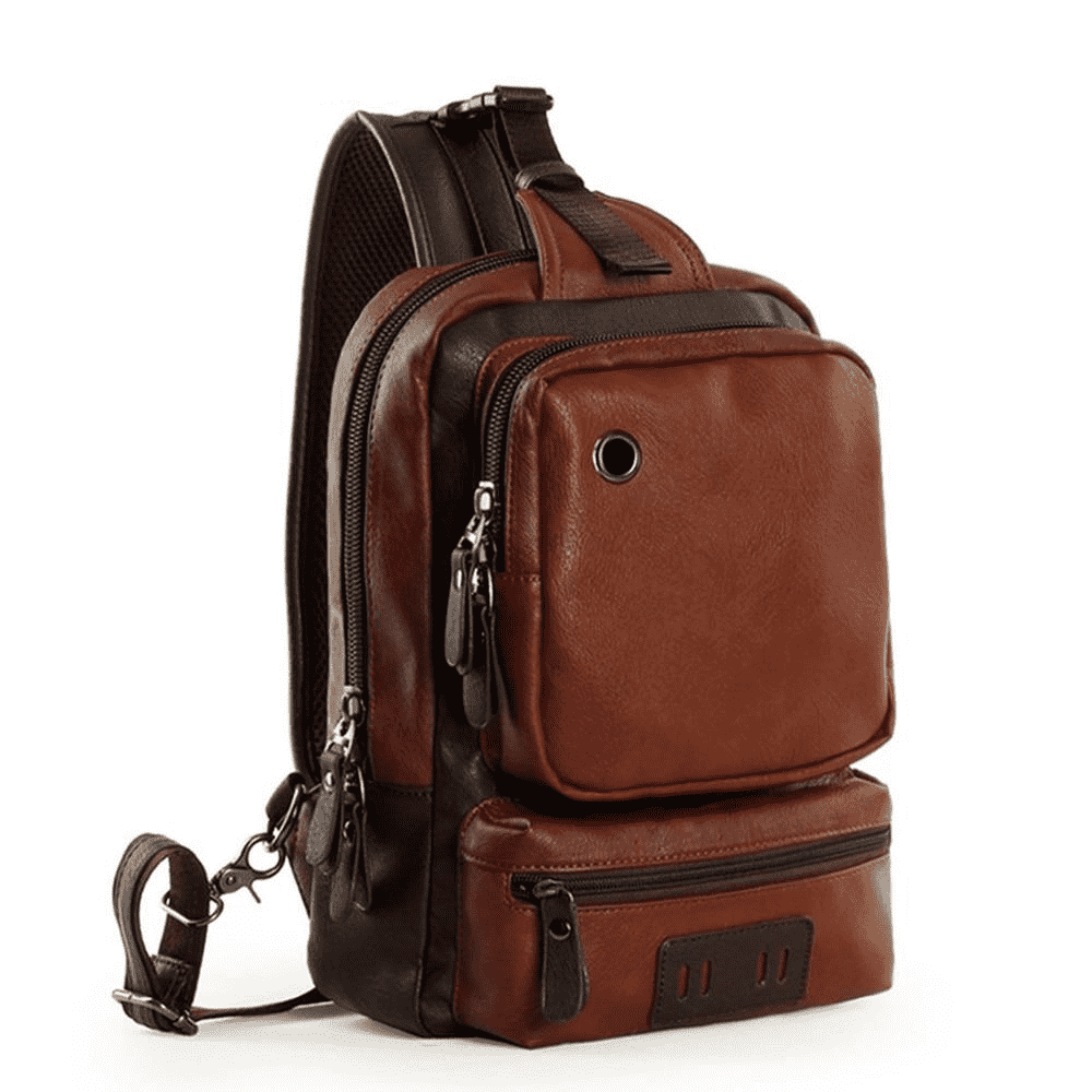Casual Vintage Leather Chest/Shoulder Soft Crossbody Bag for Men and Women Crossbody Bags zebella Official Store Brown Standard Size