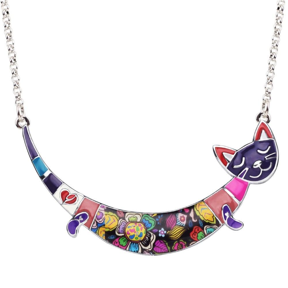 Chain Necklace with Cat Smile Design Pendant Necklaces Bonsny Official Store