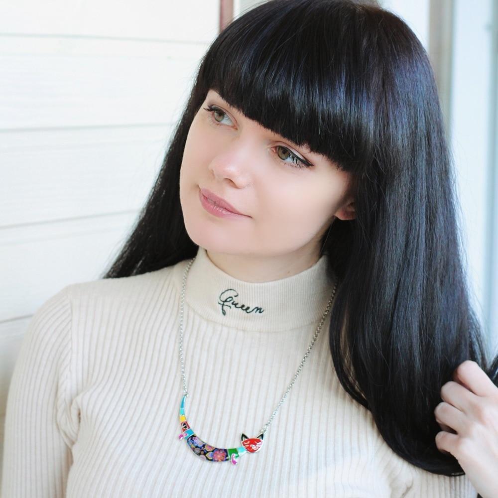 Chain Necklace with Cat Smile Design Pendant Necklaces Bonsny Official Store