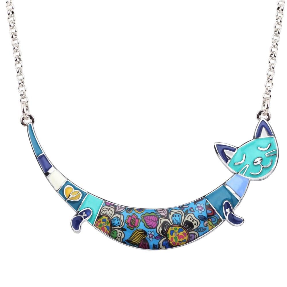 Chain Necklace with Cat Smile Design Pendant Necklaces Bonsny Official Store