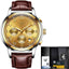 Chronograph Full Steel Water Resistant Men's Quartz Watch Quartz Watches LIGE Official Store all gold leather