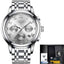 Chronograph Full Steel Water Resistant Men's Quartz Watch Quartz Watches LIGE Official Store silver white steel