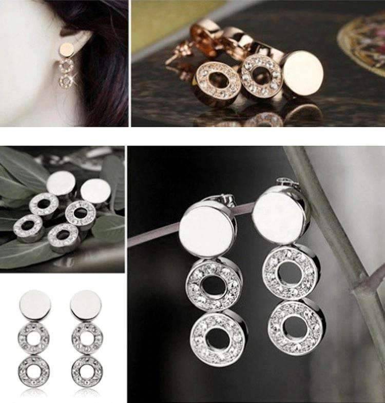 Circle Design Long Pendant Crystal Bridal Jewelry Set For Women Bridal Jewelry Sets Byoung girl Store