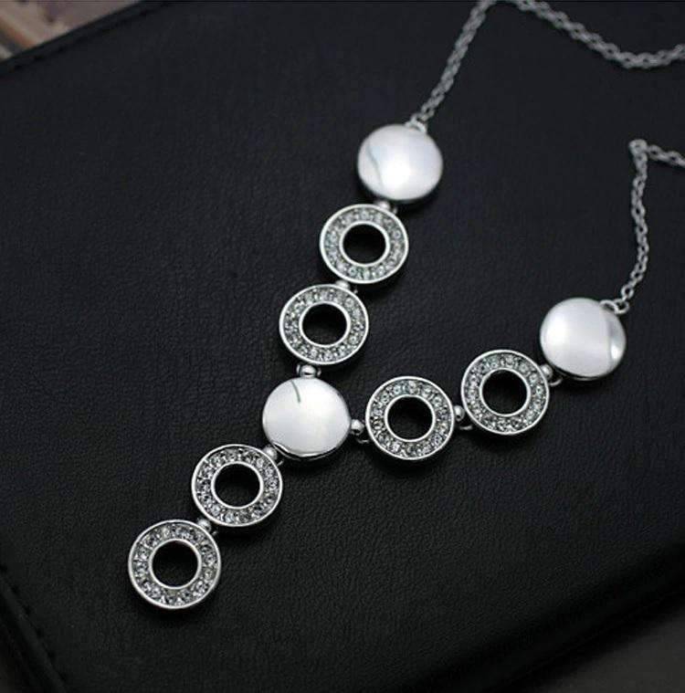 Circle Design Long Pendant Crystal Bridal Jewelry Set For Women Bridal Jewelry Sets Byoung girl Store