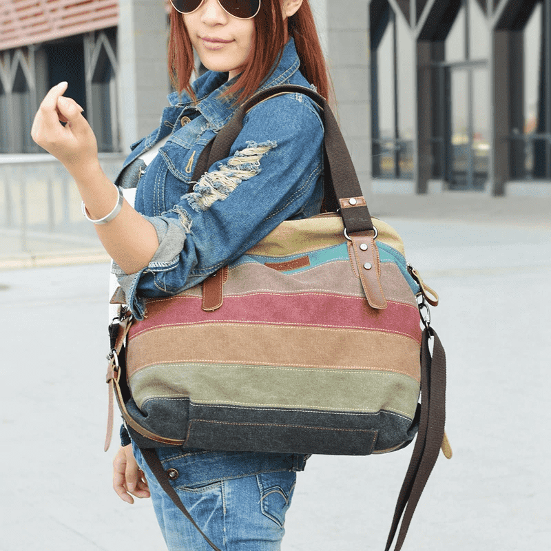 Classic Patchwork Fashion Canvas Shoulder Bag for Women Shoulder Bags PHEDERA Official Store Big Size