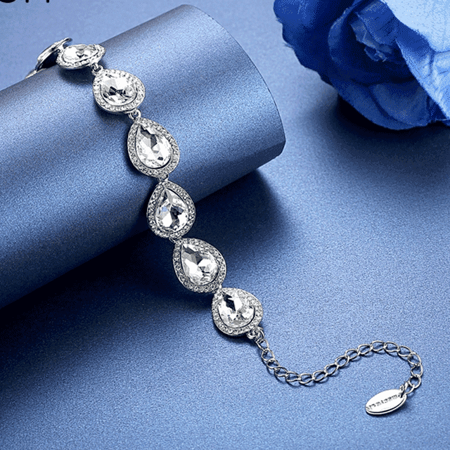 Clear Crystal Tear Drop Bridal Jewelry Sets For Women Bridal Jewelry Sets mecresh Official Store