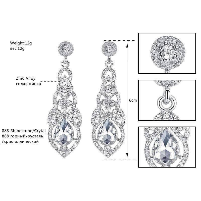 Clear Crystal Tear Drop Bridal Jewelry Sets For Women Bridal Jewelry Sets mecresh Official Store