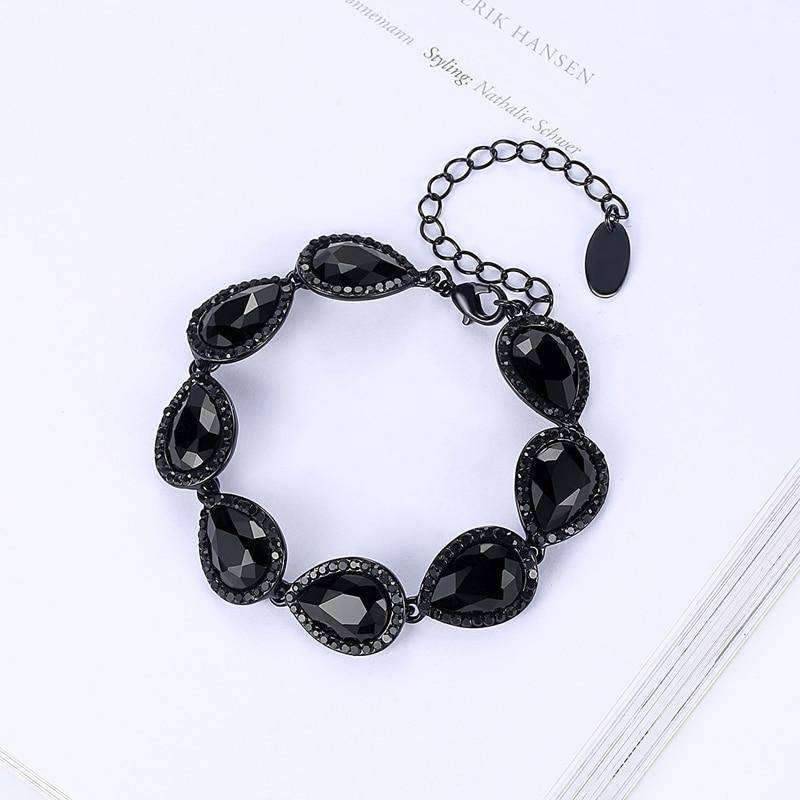 Clear Crystal Tear Drop Bridal Jewelry Sets For Women Bridal Jewelry Sets mecresh Official Store Black