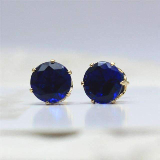 Colorful Zirconia Crystal Stud Earrings For Women Stud Earrings wproduby Official Store gold blue
