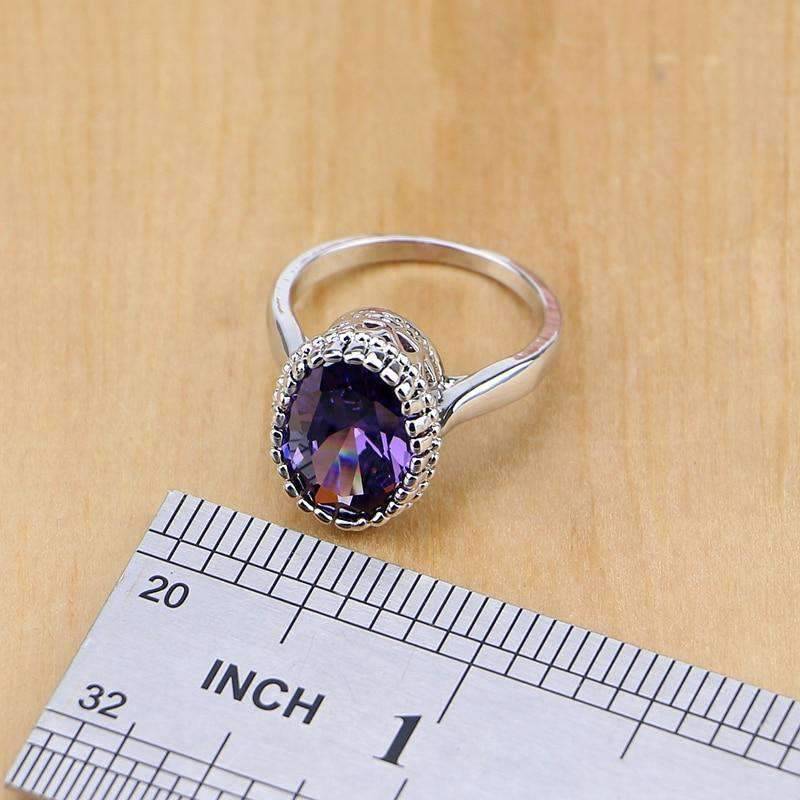 Complete Bridal Jewelry Set of 925 Silver and Purple Cubic Zirconia Bridal Jewelry Sets Jack Fashion Jewelry