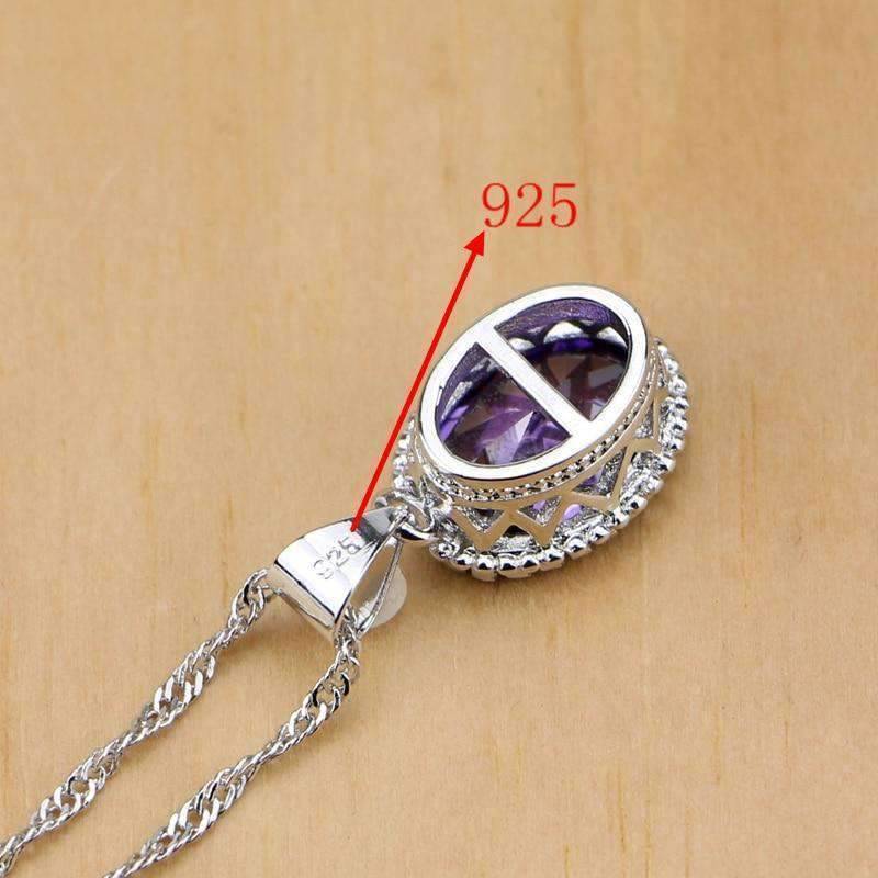 Complete Bridal Jewelry Set of 925 Silver and Purple Cubic Zirconia Bridal Jewelry Sets Jack Fashion Jewelry