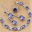 Complete Bridal Jewelry Set of 925 Silver and Purple Cubic Zirconia Bridal Jewelry Sets Jack Fashion Jewelry Ring Size 6 Purple
