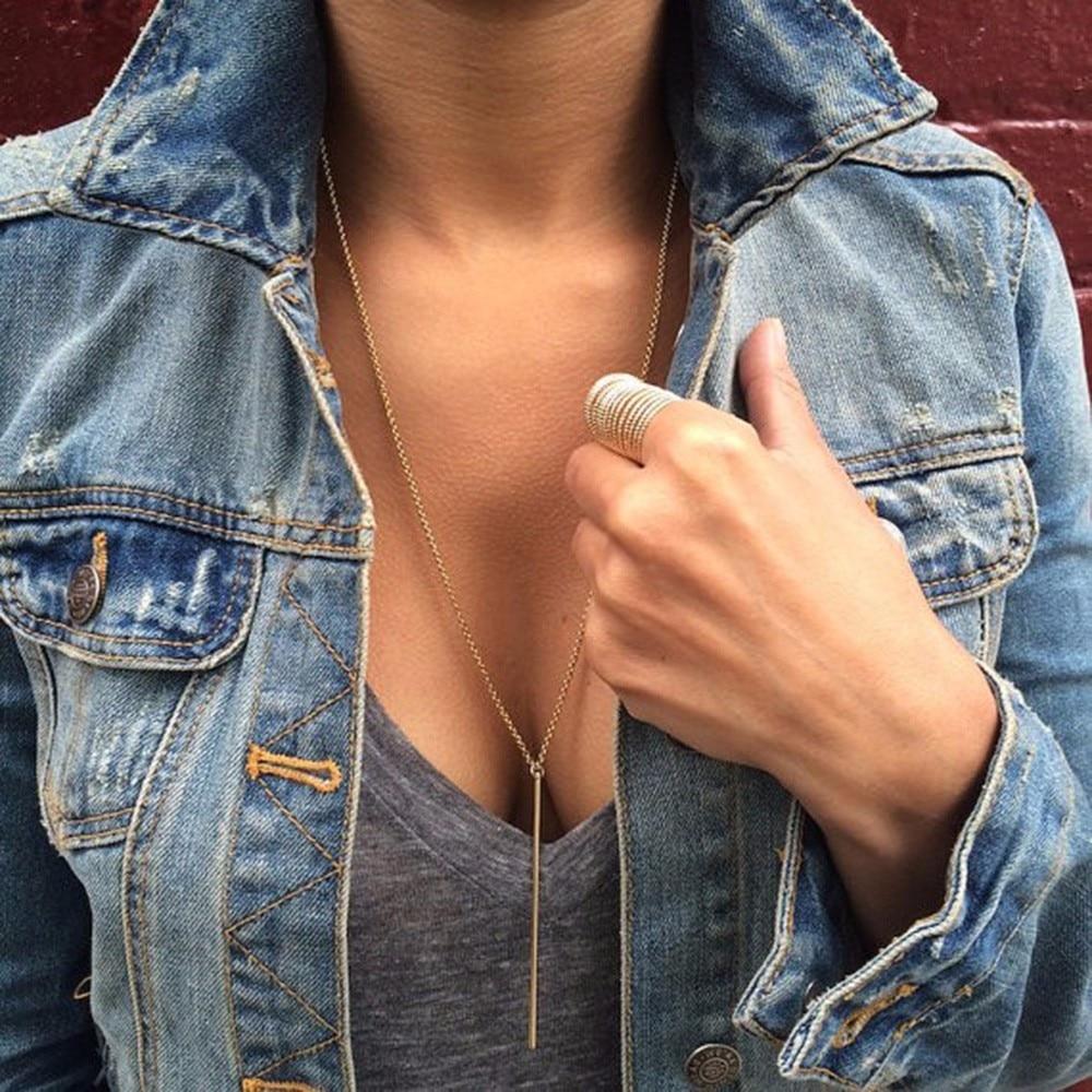 Copper Long Strip Pendant Necklace Chain Necklaces KISSWIFE Official Store Gold