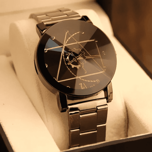 Couple Fashion Stainless Steel Shock Resistant Lover Watch Lover's Watches True Colors Store men black
