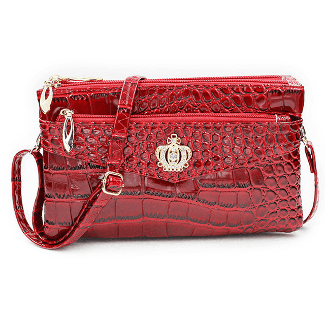 Crossbody Double Zipper Shoulder Leather Clutch Bag for Women Clutches HuiHan Trading Co.,Ltd. Store red
