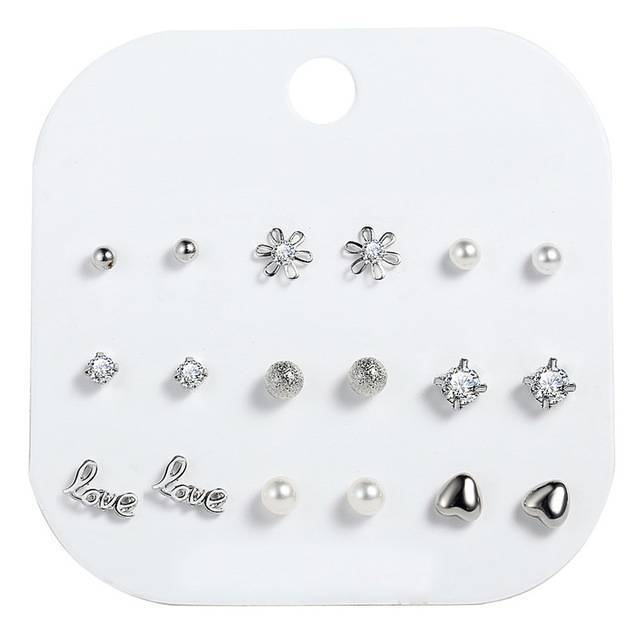 Crystal Beads Stud Earrings Set Stud Earrings 17Mile Store EJME942
