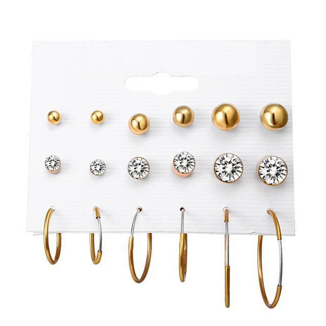 Crystal Beads Stud Earrings Set Stud Earrings 17Mile Store FME32251