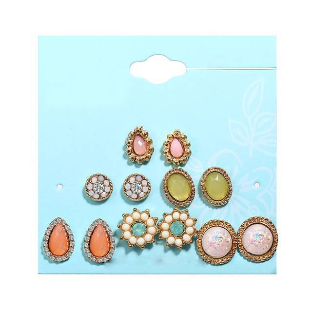 Crystal Beads Stud Earrings Set Stud Earrings 17Mile Store FME449