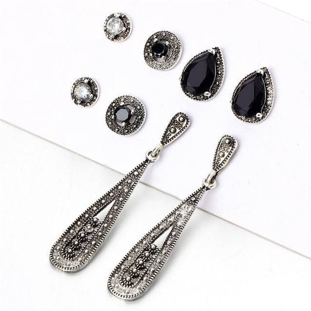 Crystal Beads Stud Earrings Set Stud Earrings 17Mile Store HZDME771